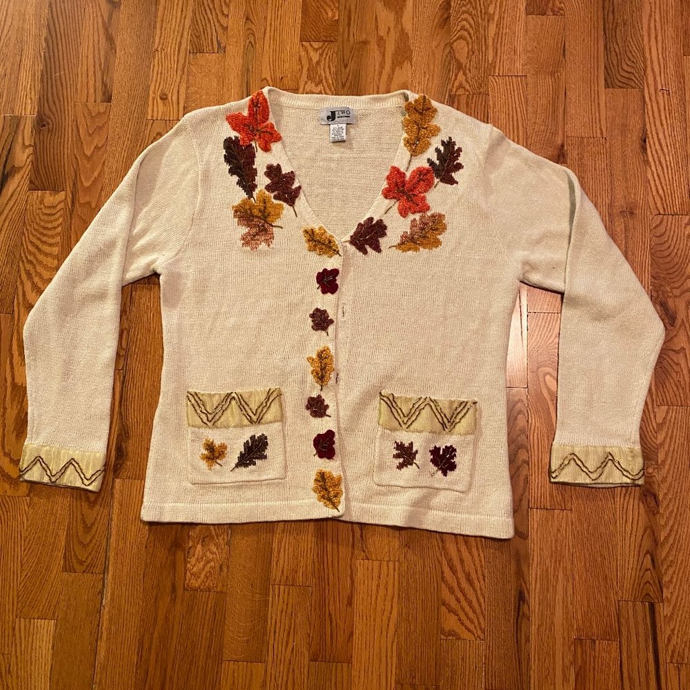 J Two New York Autumn Leaf Cardigan L